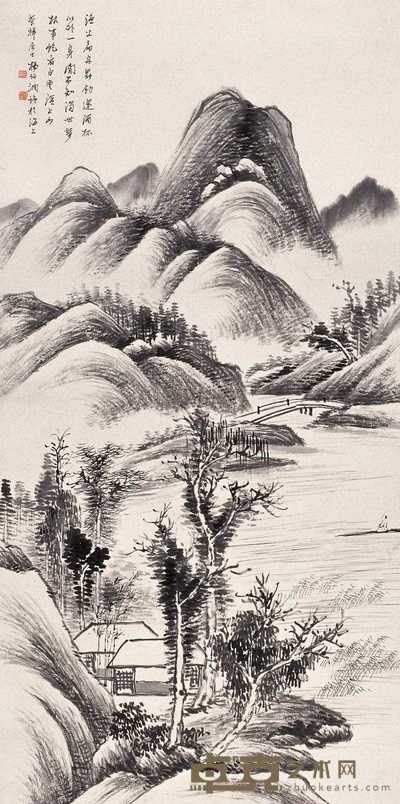 杨伯润 山水 镜片 110×55cm